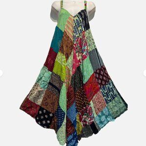 Nwt FUNKY STUFF hippie patch pocket rayon ROMPER JUMPSUIT OVERALLS JUMPER L/XL